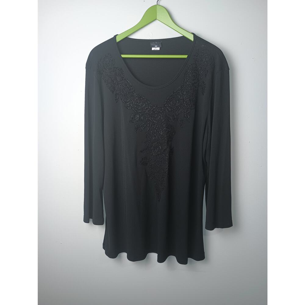 Women JBX Exclusive Black Blouse Top Beaded Career Formal Dark Size‎ 3X